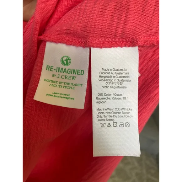 J.Crew Slub Cotton T-Shirt Dress Bright Pink Lounge Travel Resort Vaca Summer M - Picture 5 of 6